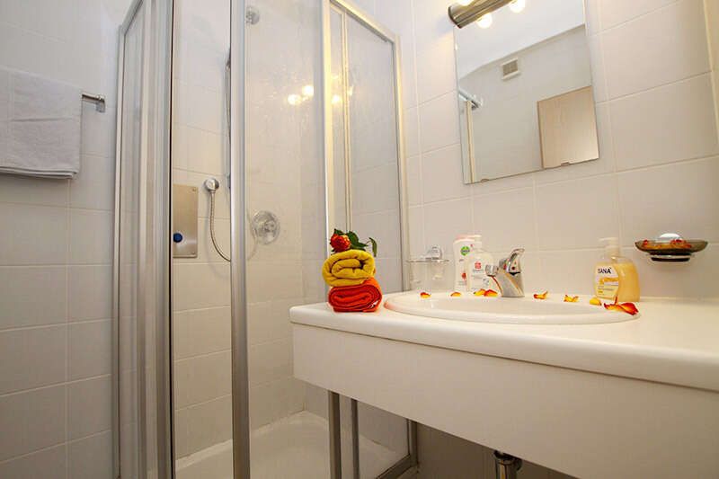 Bathroom with shower in Apartment 1